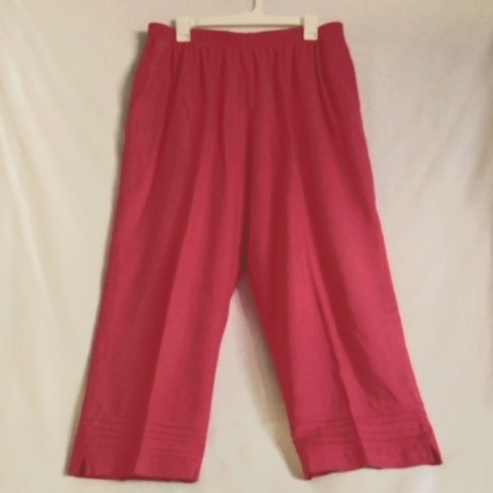 Linen Blend Southern Lady Pantsuit Capri Size Large 18 - Picture 4 of 10
